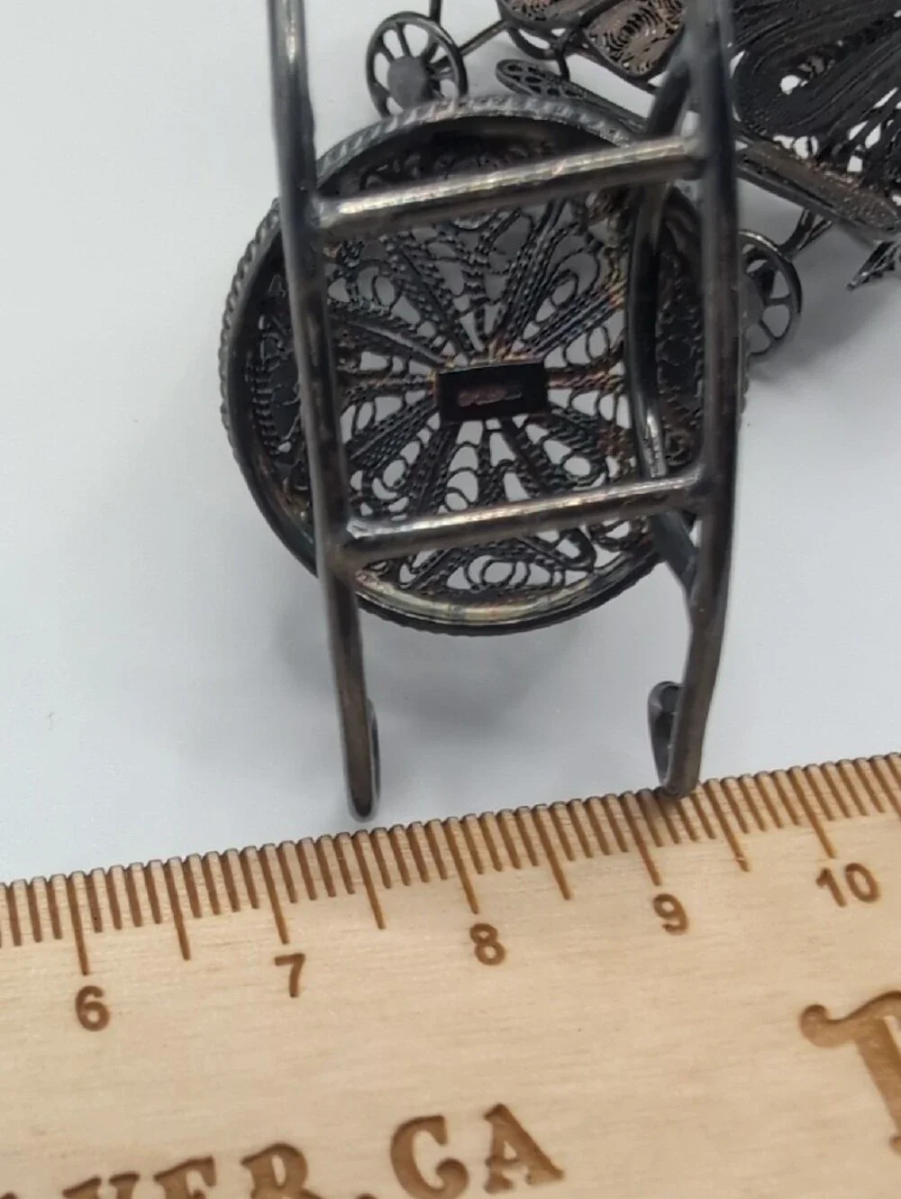 Vintage Sterling Silver 925 Filigree Car & Rocking Chair Mini Set - Picture 6 of 11